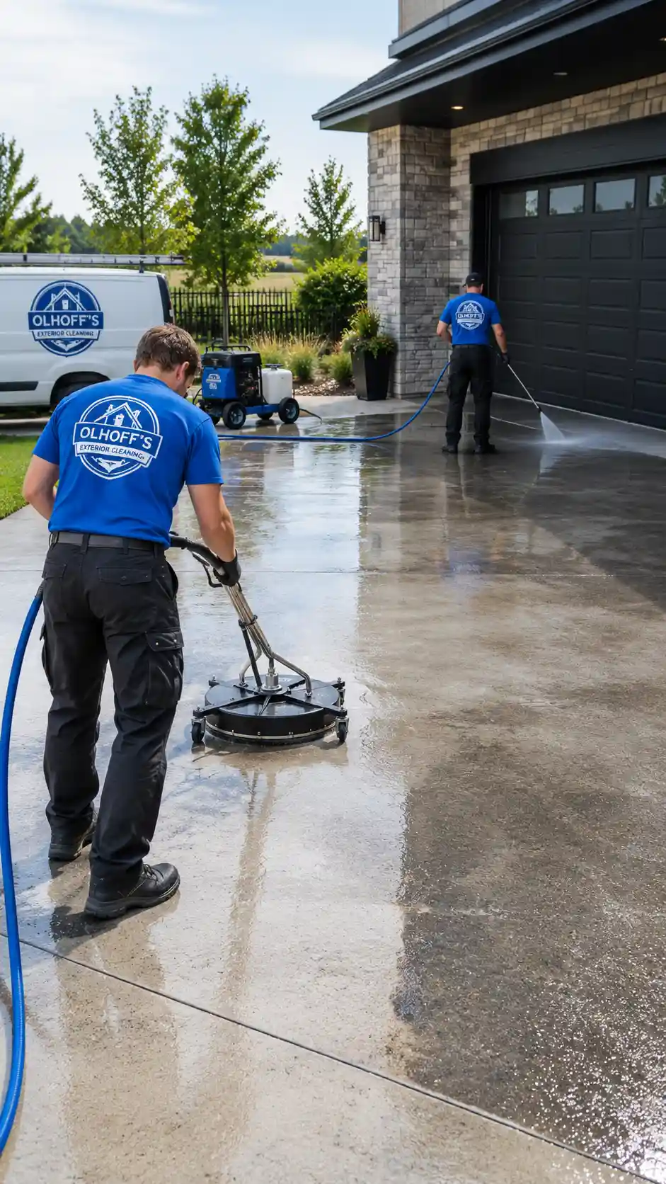 Sidewalk front walkway and garage apron concrete cleaning in Morris MN
